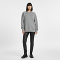 Grey oversized crew neck sweatshirt with raglan sleeves, front view